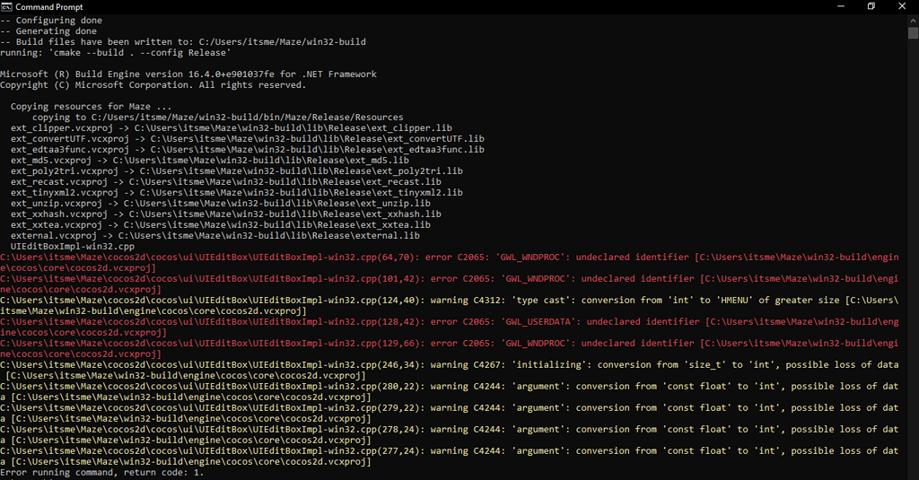 Error while deploying project - C++ - Cocos Forums